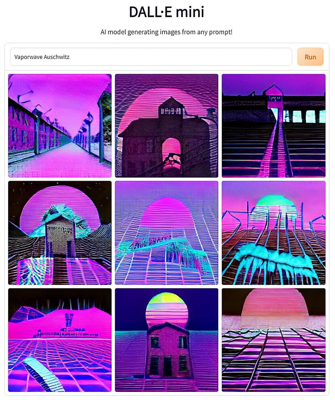 mini model generating images from any prompt! Vaporwave Auschwitz Run AN