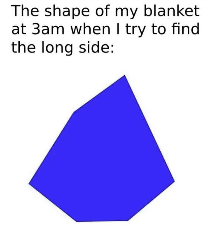 The shape of my blanket at when try to find the long side: