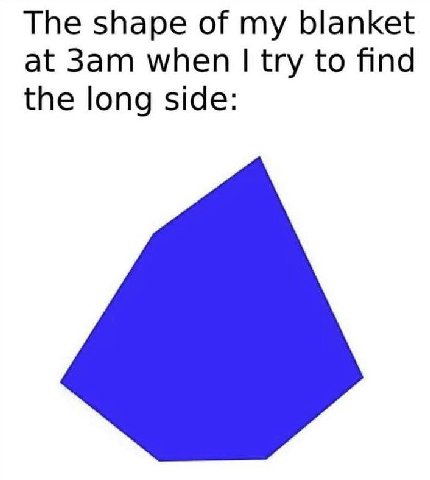 The shape of my blanket at when try to find the long side: