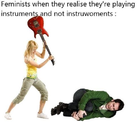Feminists when they realise they're playing instruments_and not instruwoments