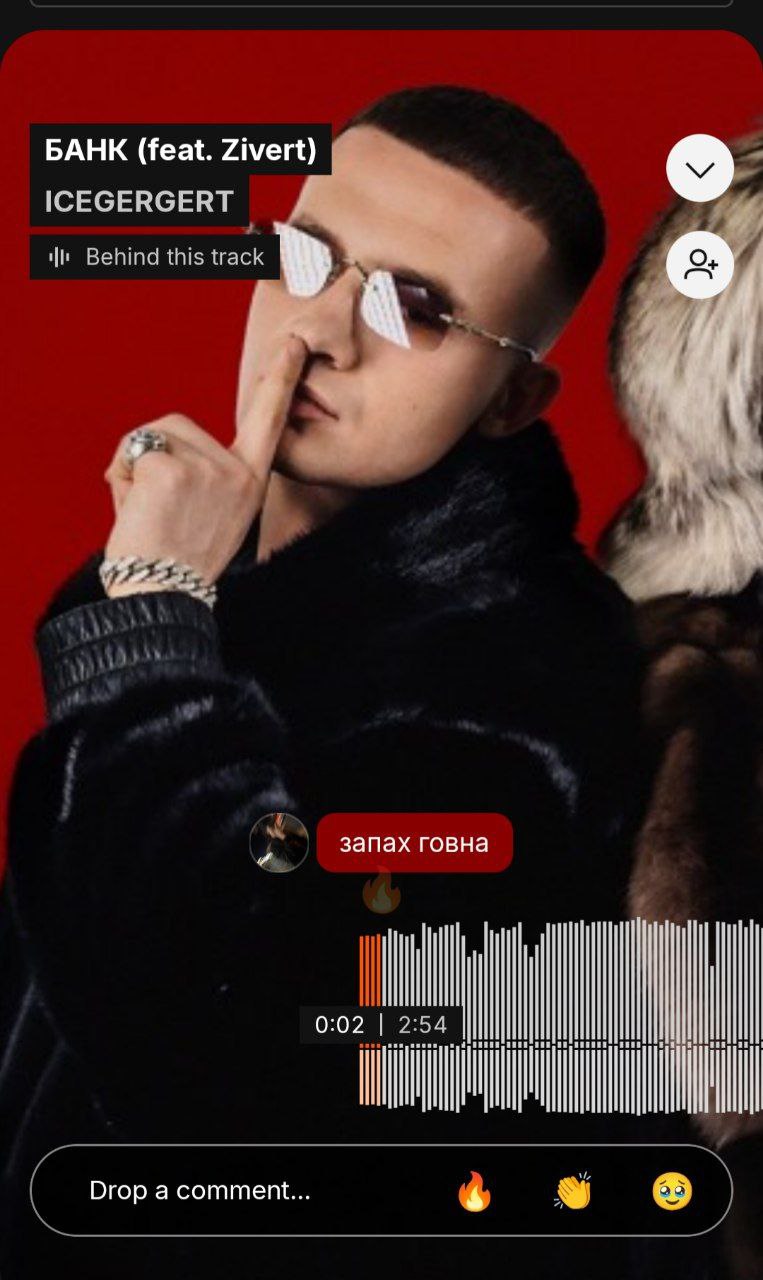 БАНК (feat. Zivert) ICEGERGERT Behind this track запах говна Drop а comment
