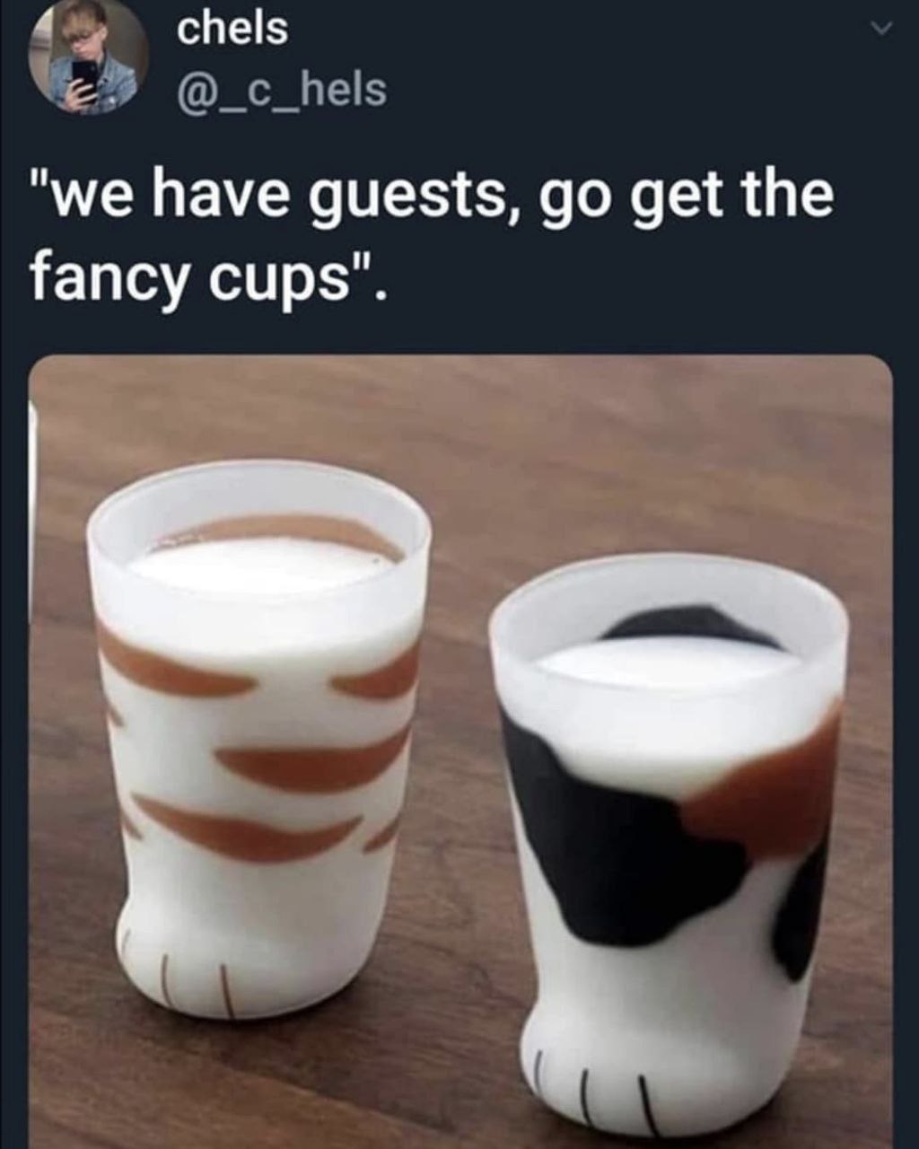 chels @_c_hels "we have guests, get the fancy cups".