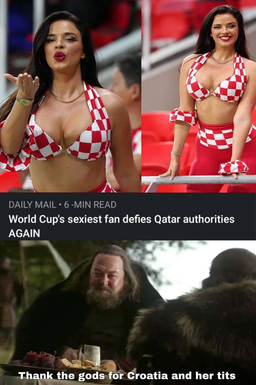 а! Я World Cup's sexiest fan defies Qatar authorities AGAIN Thank the gods for Croatia and her tits