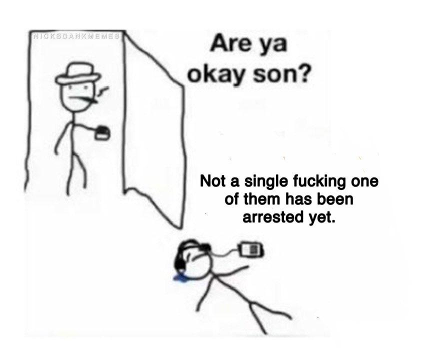 Аге okay son? Not a single fucking one of them has been arrested yet.