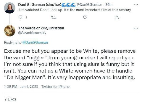 Dani German @DaniGGerman Just watched Don't Look up. It's the most important film of this century От The words of king Christian @SavedAssembly Replying to @DaniGGerman Excuse me but you appear to be 