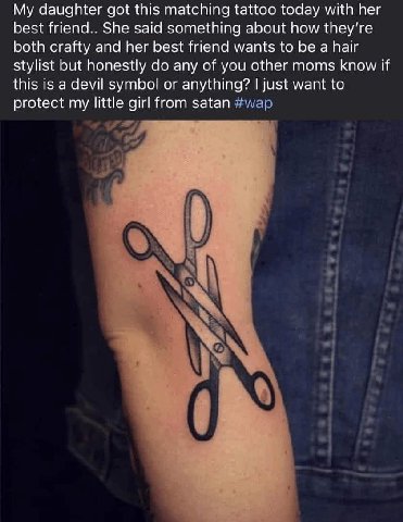 daughter got this matching tattoo today with her best friend.. She said something about how both crafty and her best friend wants to be a hair stylist but honestly any of you other moms know if this i