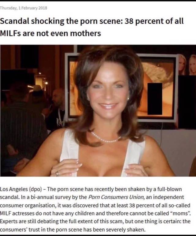 Scandal shocking the porn scene: 38 percent of all MILFs are not even mothers 4 у if Los Angeles (dpo) The porn scene has recently been shaken a full-blown scandal. In a bi-annual survey the Porn Cons