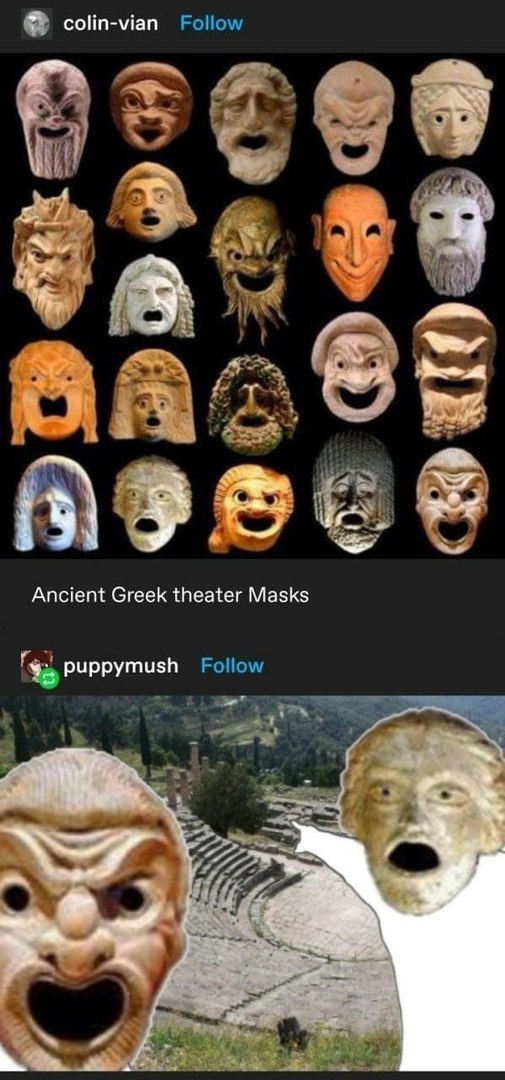 сот-Мап Ancient Greek theater Masks puppymush у 4