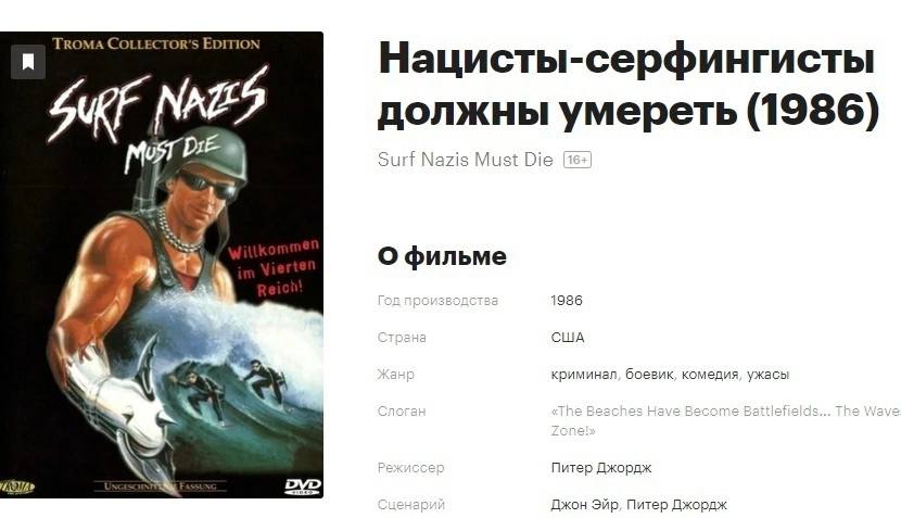 COLLE Нацисты-серфингисты должны умереть (1986) Мат Nazis Must Die pry? О фильме 1986 США криминал, боевик, комедия ужась Питер Джордж Джон Эйр, Питер Джордж