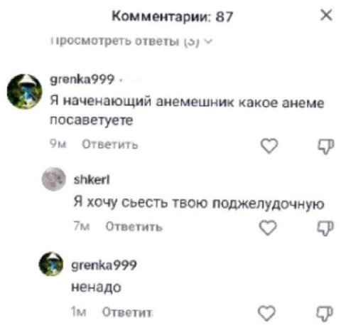 Комментарии: 87 просмотреть ответы (5) grenka999 Я наченающий анемешник какое анеме посаветуете Ответить Я хочу сьесть твою поджелудочную Ответить grenka999 ненадо Ответит