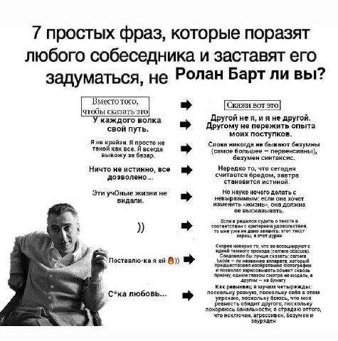 7 простых фраз, которые поразят любого собеседника и заставят его задуматься, не Ролан Барт ли вы? каждого волка Другой не я, ияне другой. свой путь. Другому не пережить опыта моих поступков. Я не кре