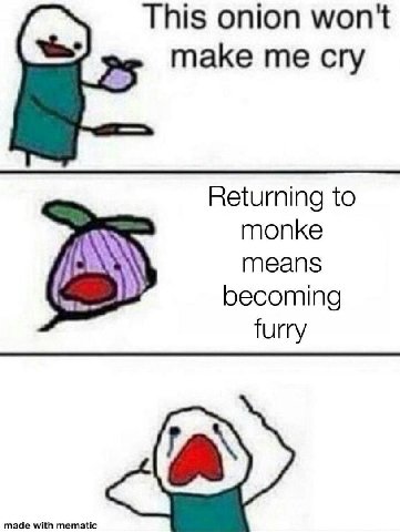 This onion won't make me cry Returning to monke Means becoming furry made with mematic