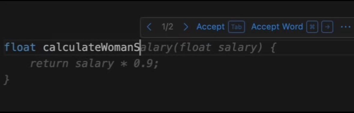 1/2 Accept Accept Word float calculateWomanSplary(float salary) return salary @.9;