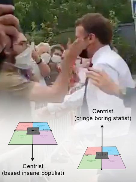 Centrist (cringe boring statist) Centrist (based insane populist)