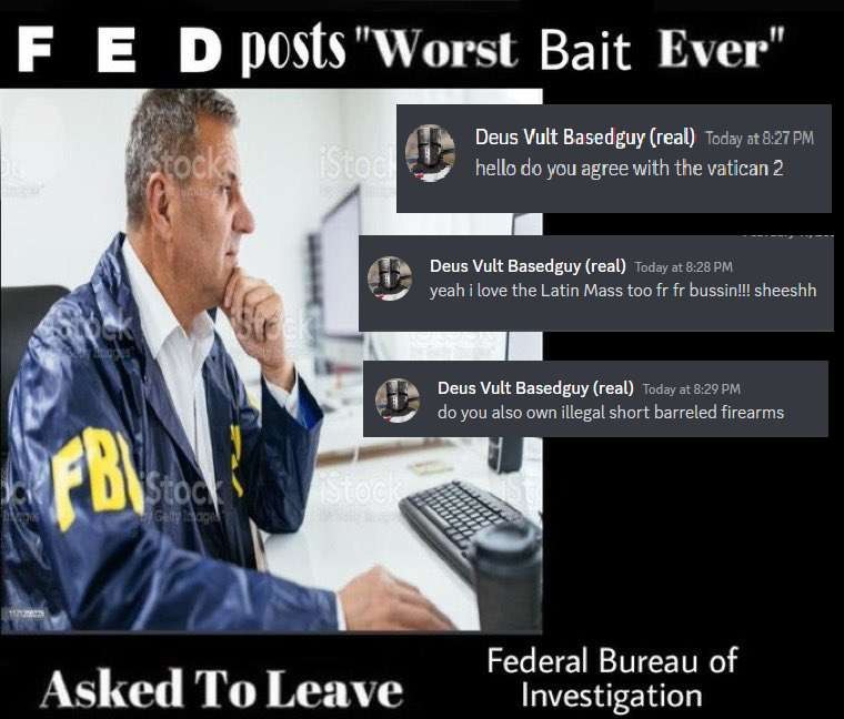 и postS"Worst Bait Ever Deus Vult Basedguy (real) Today at 8:27 ПеШо you agree with the vatican 2 4 Deus Vult Basedguy (real) Today at 8:28 yeah i love the Latin Mass too bussin!!! sheeshh Deus Vult B