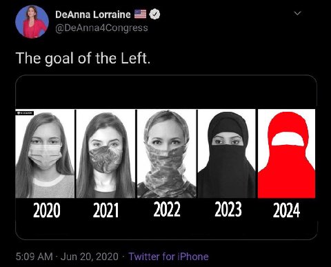 DeAnna Lorraine @DeAnna4Congress The goal of the Left. 2023 2020 2024 5:09 Jun 20, 2020 Twitt