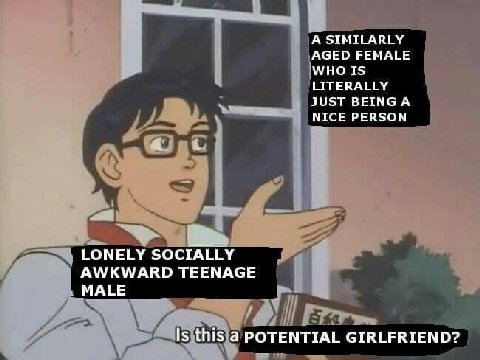 SIMILARLY \AGED FEMALE |мно Is BEINGA МТСЕ PERSON я LONELY SOCIALLY AWKWARD TEENAGE MALE POTENTIAL GIRLFRIEND?