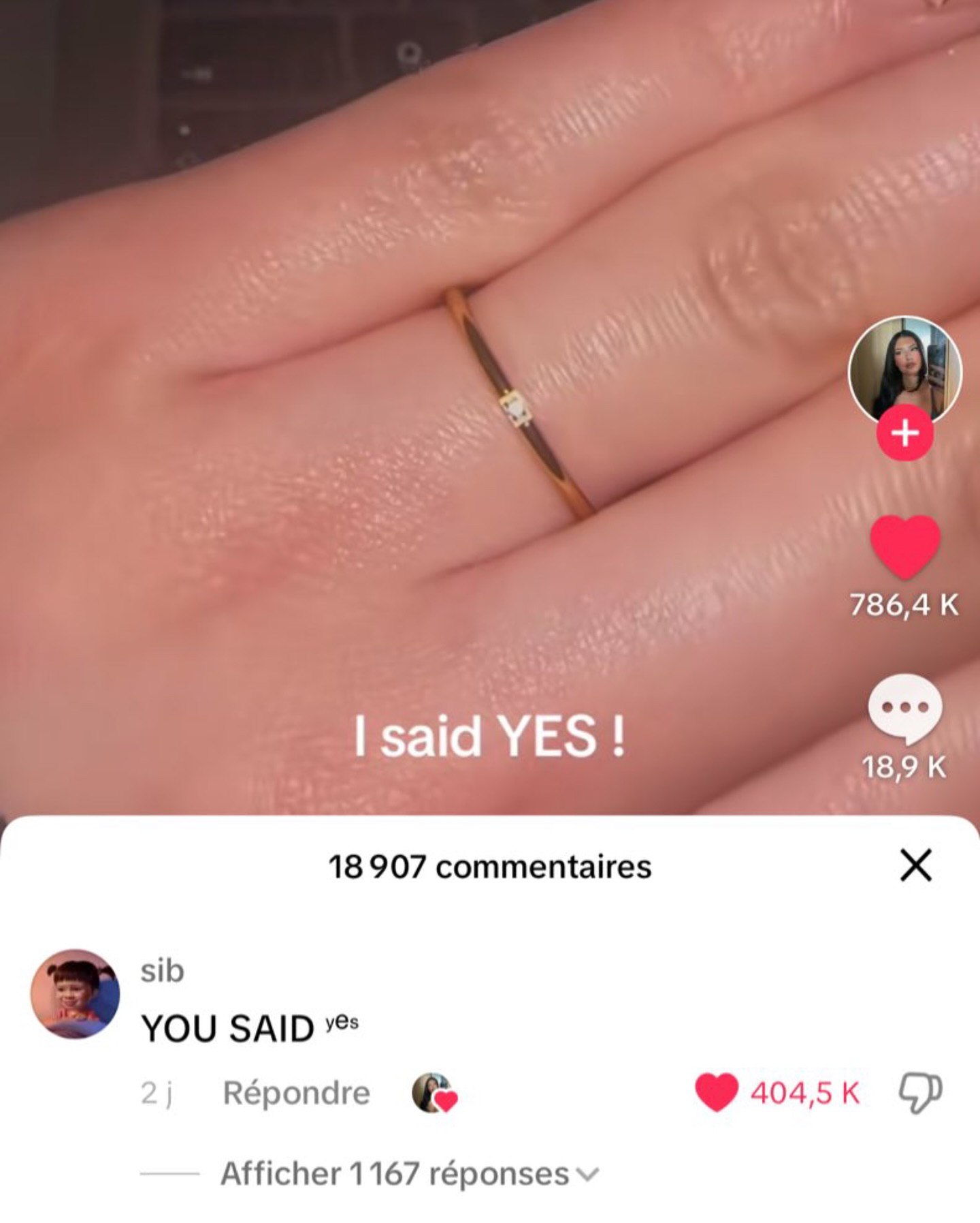 786,4 К YES! 18,9 К 18 907 commentaires sib 3 YOU 2} Répondre Afficher 1167 réponses