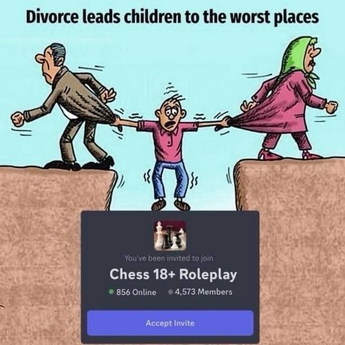 Divorce leads children to the worst places oF Chess 18+ Roleplay 856 Online 4,573 Members Accept Invite