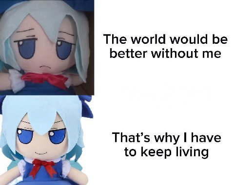 The world would be better without me That’s why have to keep living