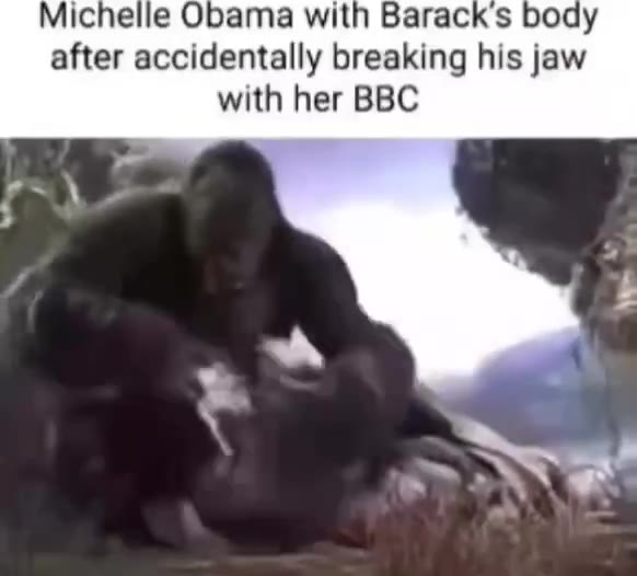 Michelle Obama with Вагаск $ body after accidentally breaking his jaw