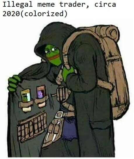 Illegal meme trader, circa 2020(colorized)