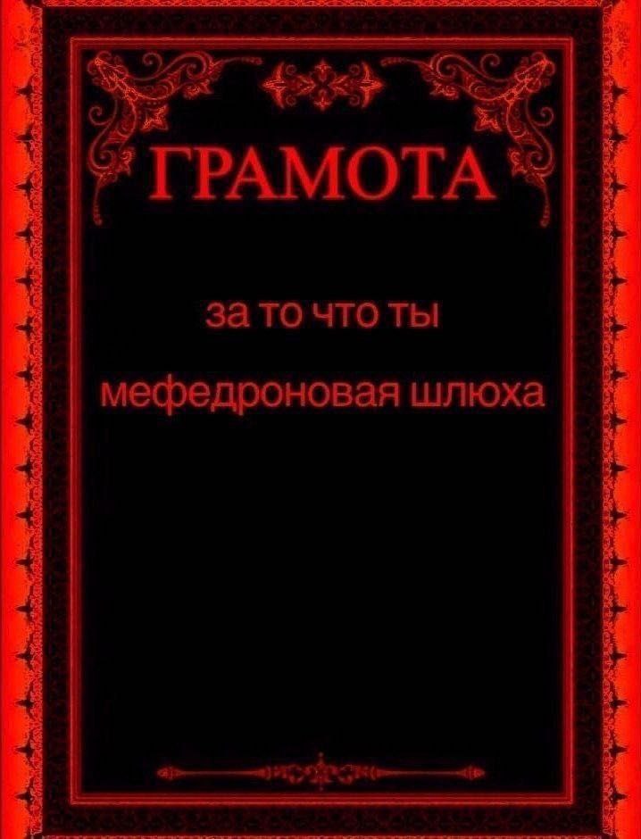 i ГРАМОТА за то что ты 4 мефедроновая шлюха 4 4