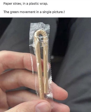 Paper straw, in a plastic wrap. The green movement in a single picture.!