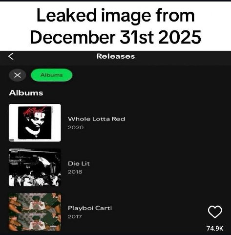 Leaked image from December 2025 Releases Albums Whole lotta Red Die Lit Playboi Саги 74.9К