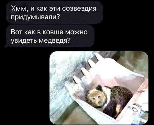 Хмм, и как эти созвездия придумывали? Вот как в ковше можно увидеть медведя?