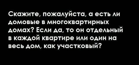Скажите, пожалуйста, а есть ли домовые в многоквартирных домах? Если да, то он отдельный в каждой квартире или один на весь дом, как участковый?