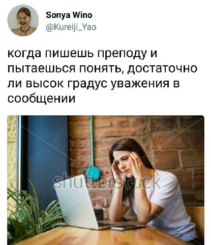 Sonya Wino 2 @kureiji_Yao когда пишешь преподу и пытаешься понять, достаточно ли высок градус уважения в сообщении we