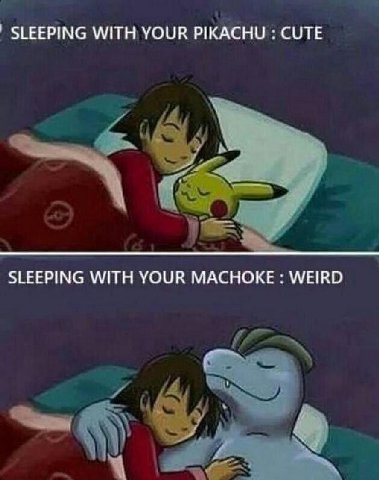 SLEEPING WITH YOUR PIKACHU CUTE SLEEPING WITH YOUR MACHOKE WEIRD
