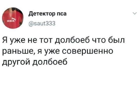 Детектор пса @saut333 Я уже не TOT долбоеб что был раньше, я уже совершенно другой долбоеб