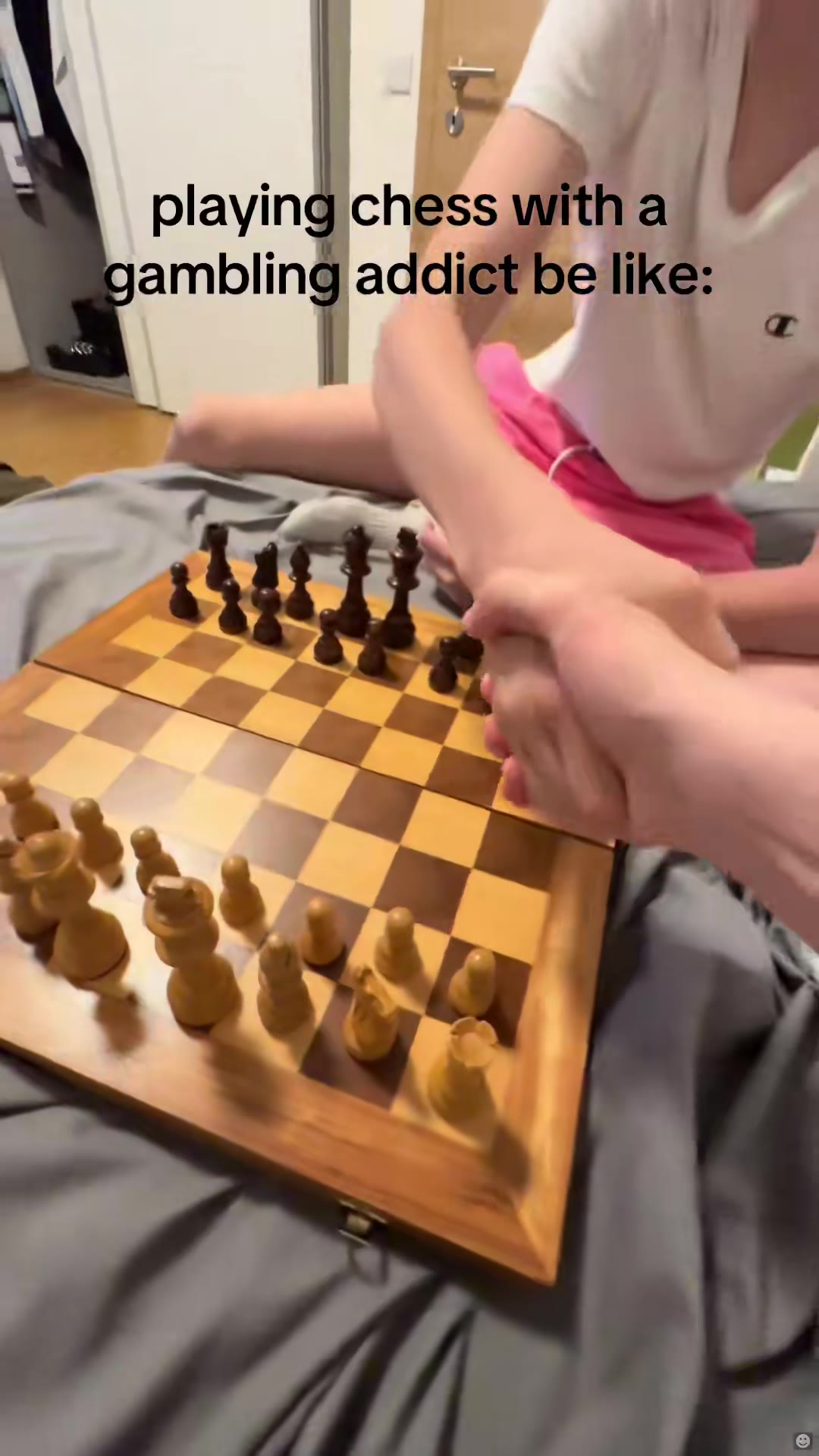 ч playing chess with а mmbling addict t likes Е manbling addict bell ‹е: