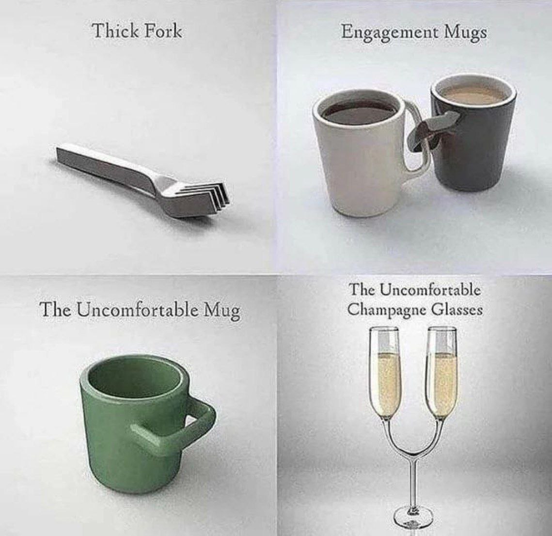 Thick Fork Engagement Mugs The Uncomfortable The Uncomfortable Mug Champagne Glasses