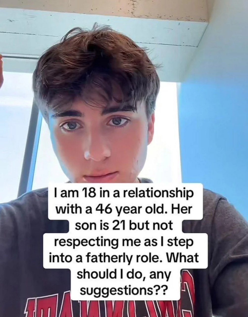 4 18 а relationship with a 46 year old. Her son is 21 but not respecting me а$ step into a fatherly role. What any suggestions??