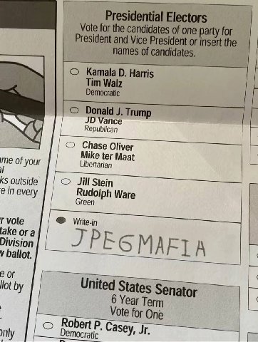 Presidential Electors Vote for the candidates of one party for President and Vice President or insert the names of candidates, Kamala Harris Tim Walz Democratic Donald Trump Vance Republican Chase Oli