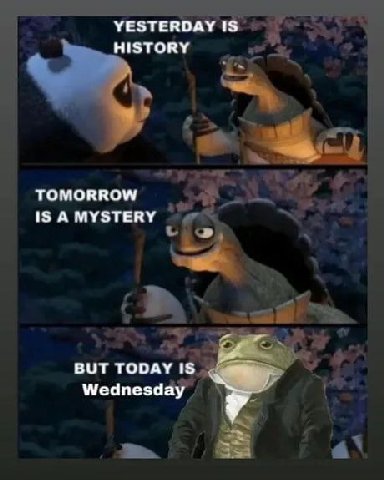 YESTERDAY IS HISTORY TOMORROW IS A MYSTERY BUT TODAY iS Wednesday
