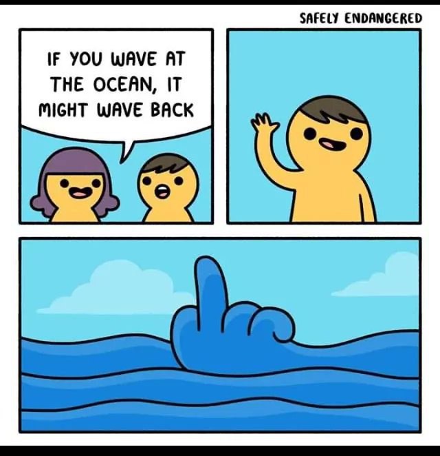 SAFELY ENDANGERED IF YOU WAVE AT THE OCEAN, IT MIGHT WAVE BACK