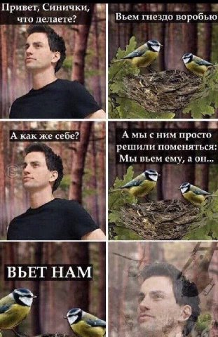 Привет, Синички, что делаете? Вьем гнездо воробью у я A. 4 А как же себе? А мысним просто a решили поменяться: Мы вьем ему, аон... 7