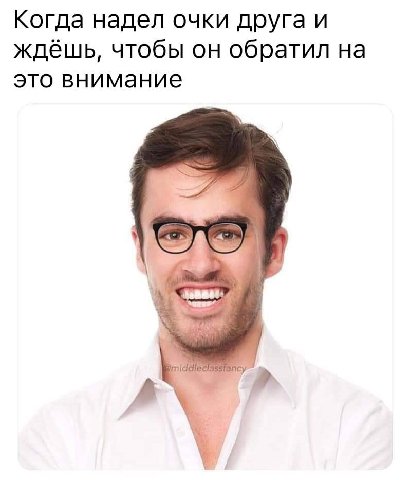Когда надел очки друга и ждёшь, чтобы он обратил на это внимание iddle псу К