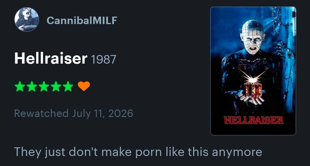 i CannibalMILF Rewatched July 11, 2026 They just don't make porn like this anymore