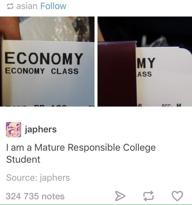 ECONOMY CLASS ASS japhers a Mature Responsible College Student