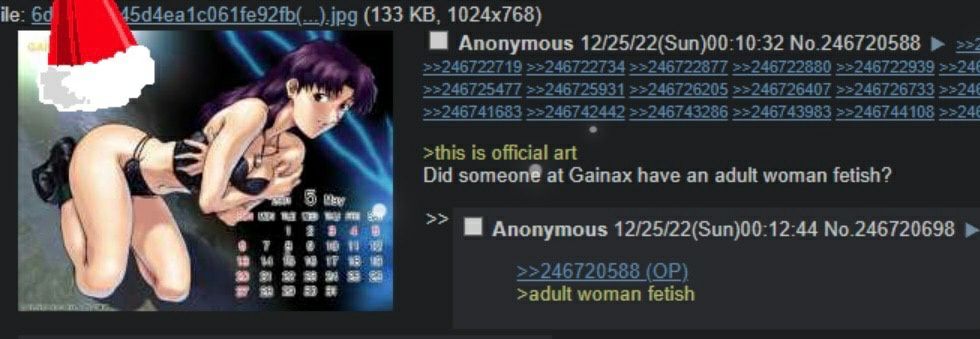 (133 24 19 4 24 03 at 2467 1 4 26205 40 4 4 4 5/4744 4 4 1441 >this is official art Did someon® at Gainax have an adult woman fetish? aS 9 2 Anonymous 12/25/22(Sun)00:12:44 No.246720698 >adult woman f