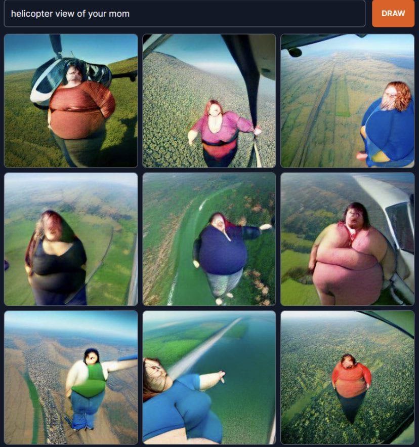 DRAW helicopter view of your mom be