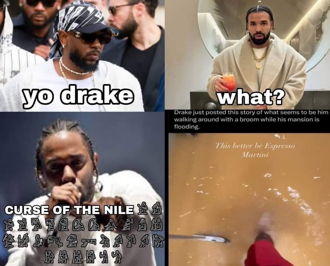 у drake what Drake just posted this story of what seems to be him walking around with a broom while his mansion is flooding CORSE OF THE NILE 6 Я