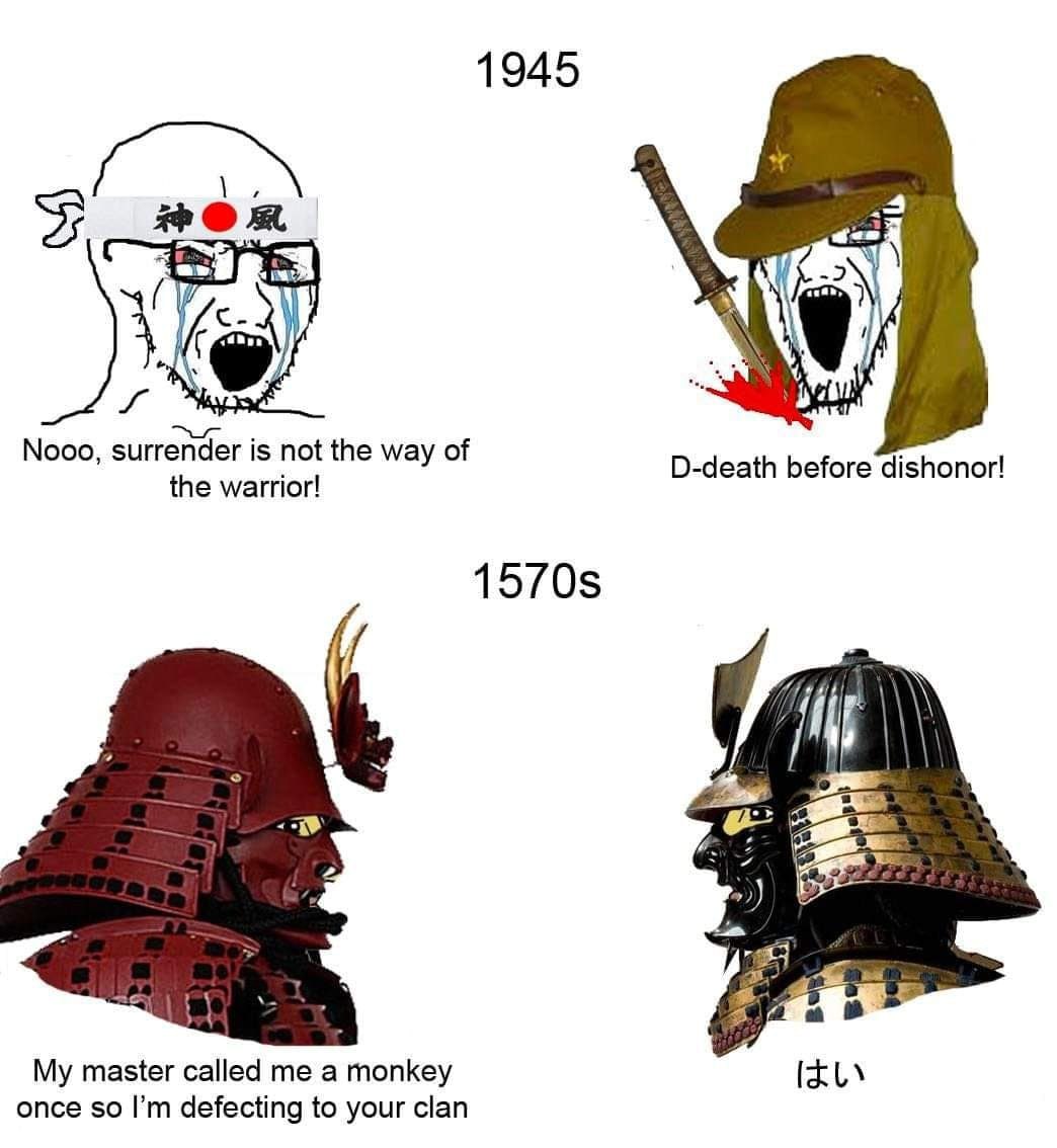 1945 у К Nooo, surrender is not the way of D-death before dishonor! the warrior! My master called me a monkey once so defecting to your clan