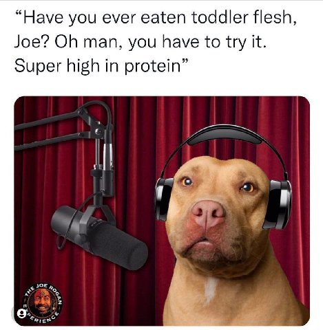 “Have you ever eaten toddler flesh, Joe? man, you have to try it. Super high in protein”