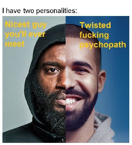 have two personalities: Twisted fucking chopath у